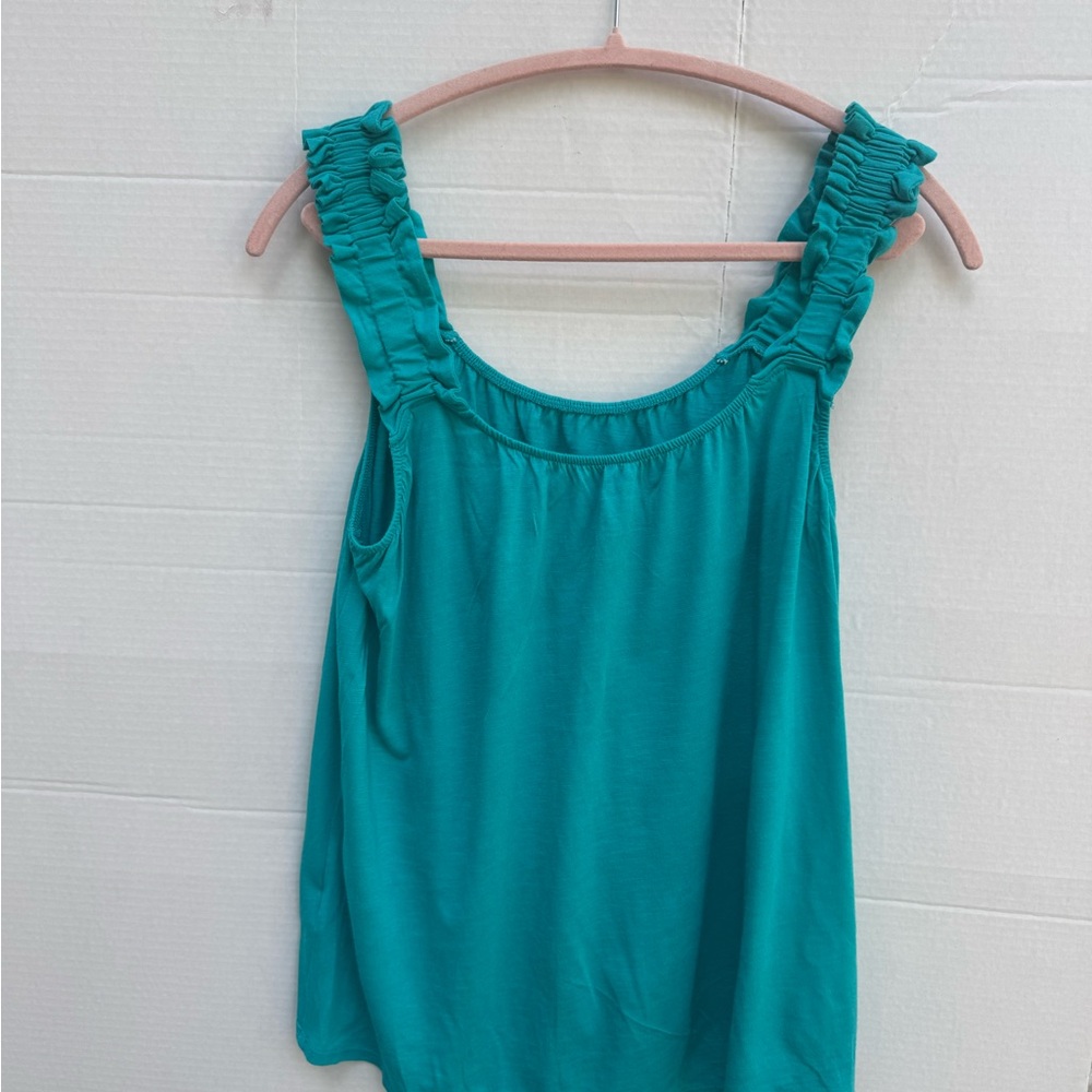 Ariat Turquoise Ruffle Strap Tank Top